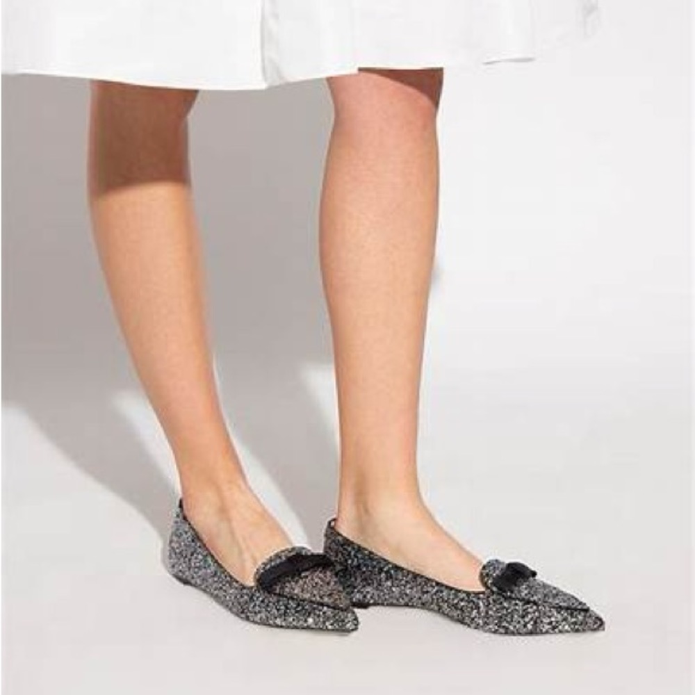 Kate Spade New York Poppy Ballet Flats, Black Silver, Size 7
